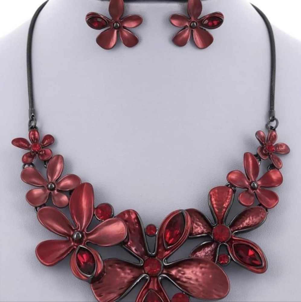 Ruby Slipper Necklace and Earring Set